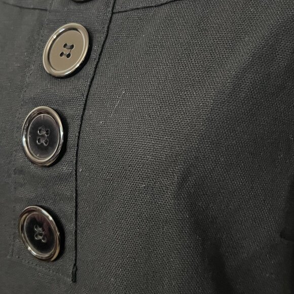 Richard Malcoim Women's Pencil Dress Black Linen Blend Pockets Size 8 - Picture 3 of 11